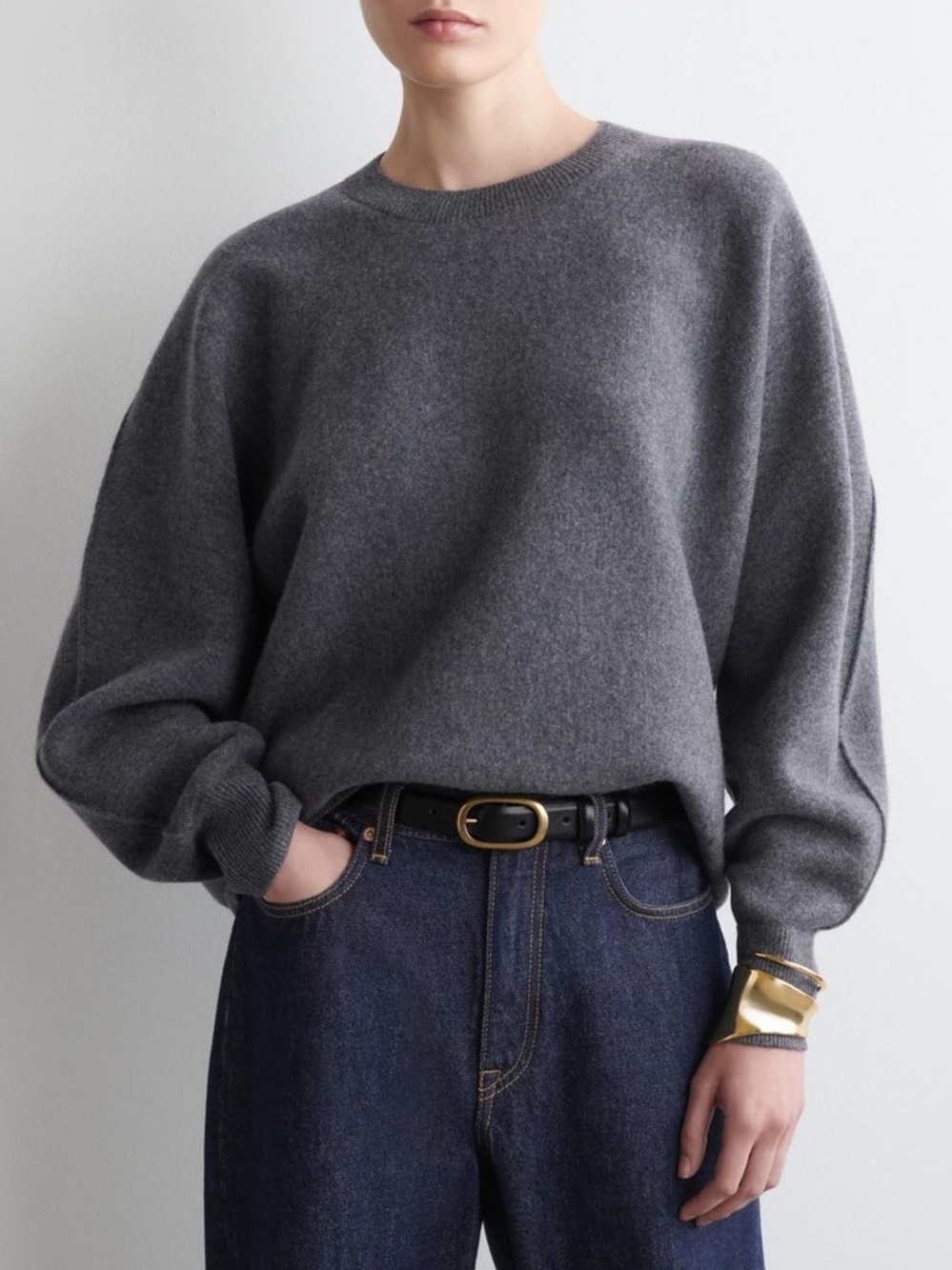 COS | Rounded double-faced wool jumper - Grey Melange